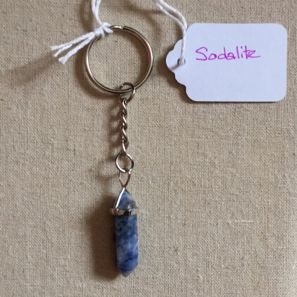 3/$30 NWT Sodalite point dangling keychain